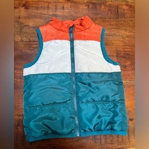 Toddler zip up puffy vest colorblock camping outdoors